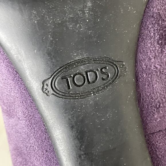 Tod’s Purple Lavender Suede Heeled Loafer Elegant Designer Italian Sz 7 - Picture 16 of 16